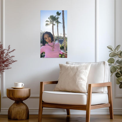 Coi Leray Pink Turtleneck Portrait | Music Poster | Hip Hop Celebrity Art - Music Poster