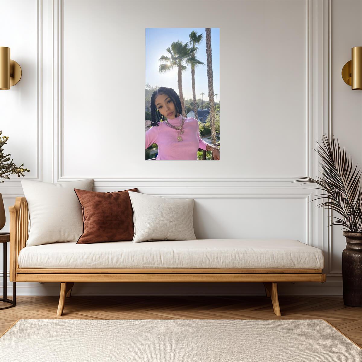 Coi Leray Pink Turtleneck Portrait | Music Poster | Hip Hop Celebrity Art - Music Poster