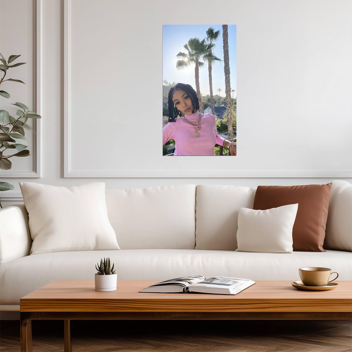 Coi Leray Pink Turtleneck Portrait | Music Poster | Hip Hop Celebrity Art - Music Poster