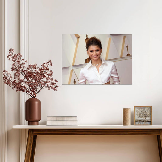 Zendaya Red Carpet Fashion | White Shirt Outfit Poster | Celebrity Wall Art - Celebrities Poster