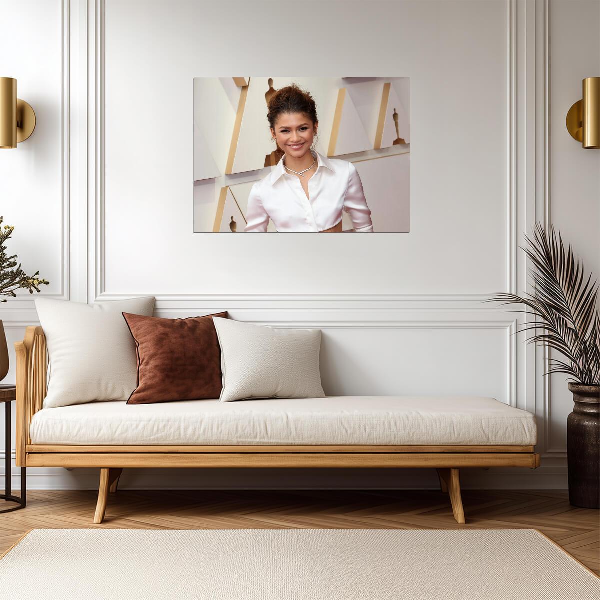 Zendaya Red Carpet Fashion | White Shirt Outfit Poster | Celebrity Wall Art - Celebrities Poster