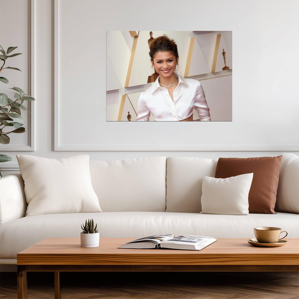 Zendaya Red Carpet Fashion | White Shirt Outfit Poster | Celebrity Wall Art - Celebrities Poster
