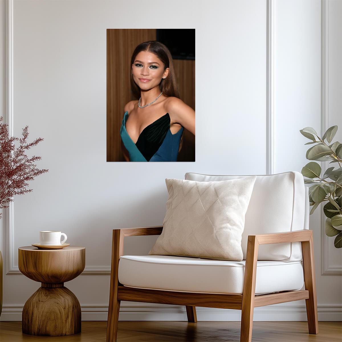 Zendaya Red Carpet Portrait | Blue Dress Fashion Poster | Celebrity Wall Art - Celebrities Poster