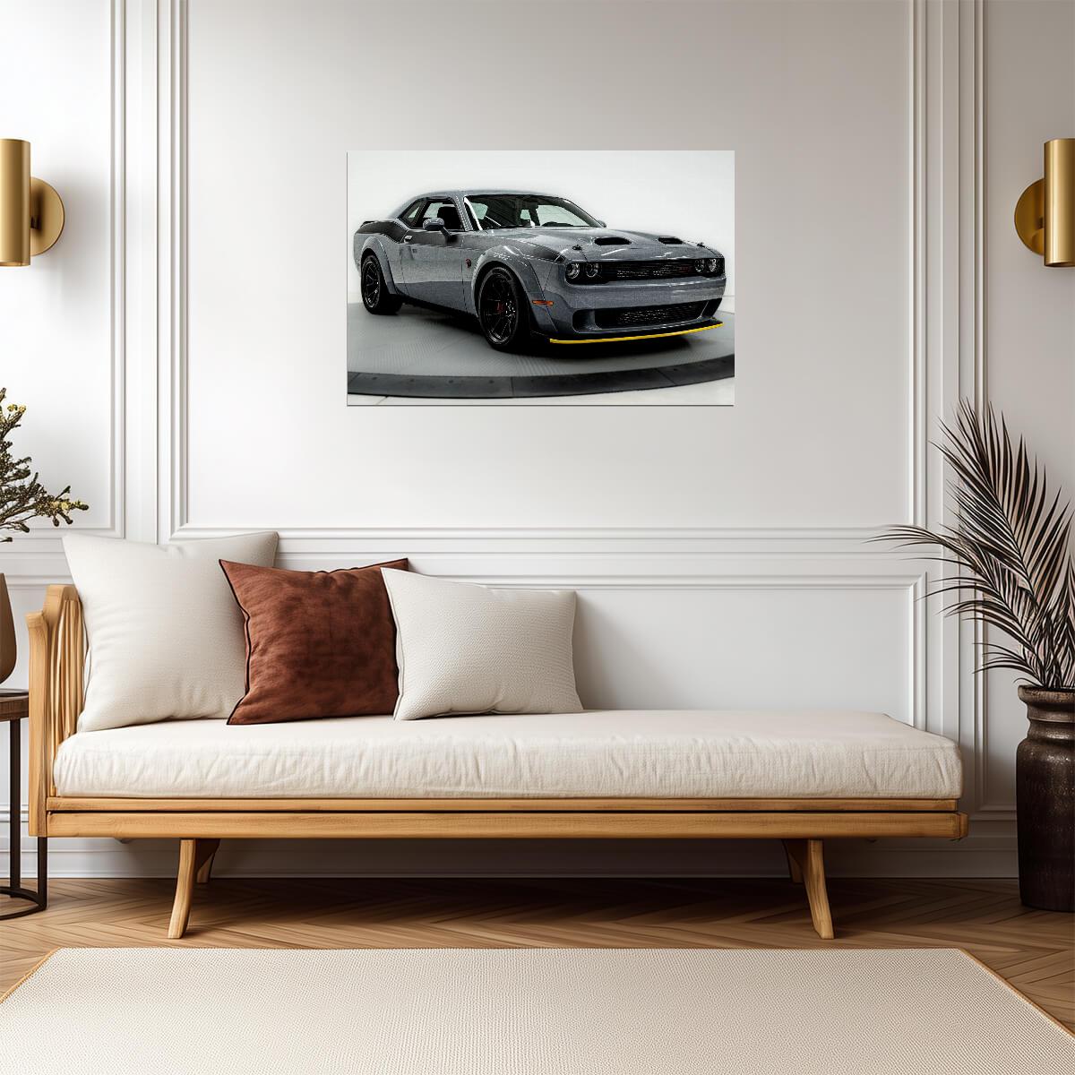 Dodge Challenger SRT Hellcat Jailbreak | Grey American Muscle Poster | Mopar Performance Wall Art - Cars Poster