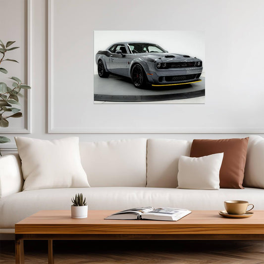 Dodge Challenger SRT Hellcat Jailbreak | Grey American Muscle Poster | Mopar Performance Wall Art - Cars Poster