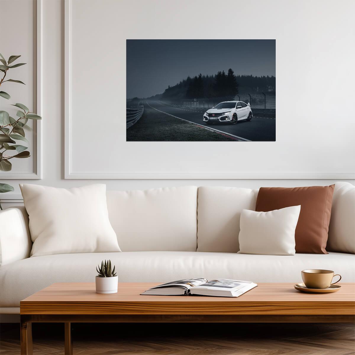 Honda Civic Type R (FK8) | White Hot Hatch Poster | JDM Car on Nürburgring - Cars Poster