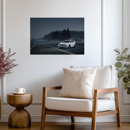 Honda Civic Type R (FK8) | White Hot Hatch Poster | JDM Car on Nürburgring - Cars Poster