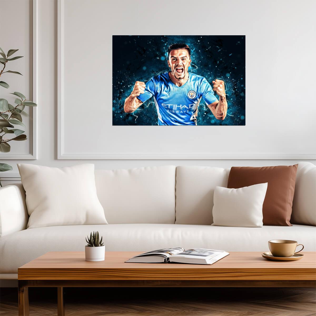Jack Grealish Manchester City Celebration | Soccer Poster | Graphic Sports Art - Sports Poster