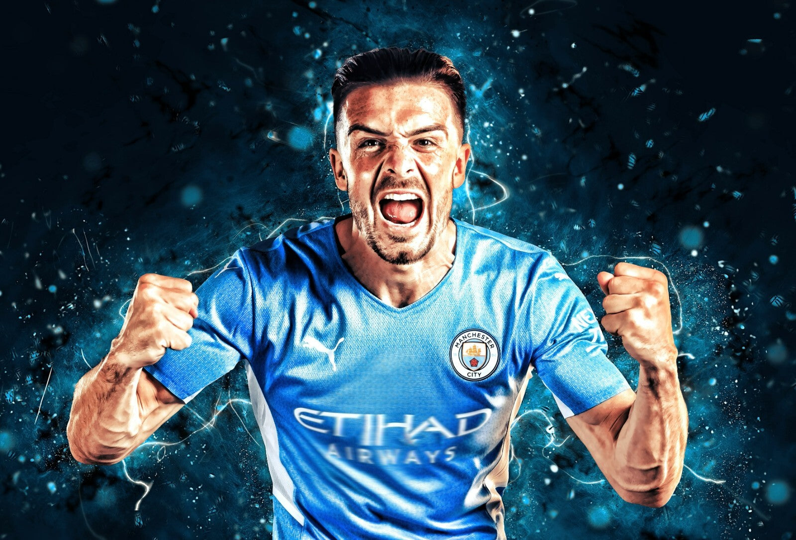 Jack Grealish Manchester City Celebration | Soccer Poster | Graphic Sports Art - Sports Poster
