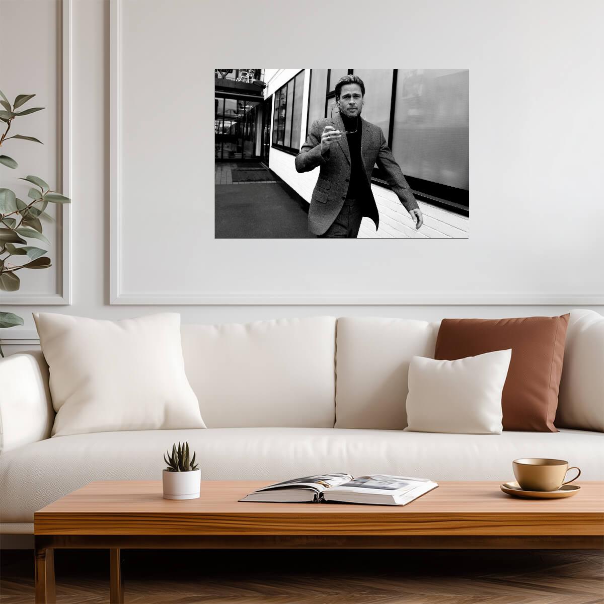 Brad Pitt | Black and White Portrait Poster | Modern Celebrity Photography - Celebrities Poster