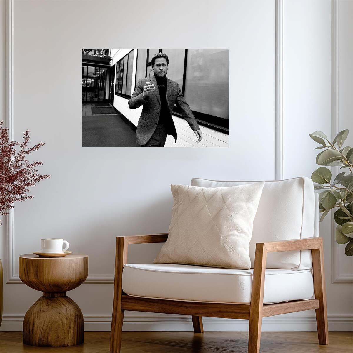 Brad Pitt | Black and White Portrait Poster | Modern Celebrity Photography - Celebrities Poster