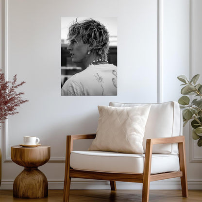 Machine Gun Kelly Profile Portrait | Black and White Photo | MGK Fan Art Poster - Music Poster