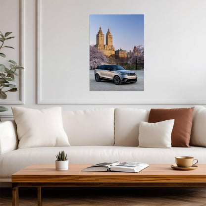 Range Rover Velar in New York City | Luxury SUV Poster | Central Park Cherry Blossoms Art - Cars Poster