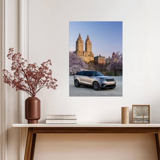 Range Rover Velar in New York City | Luxury SUV Poster | Central Park Cherry Blossoms Art - Cars Poster