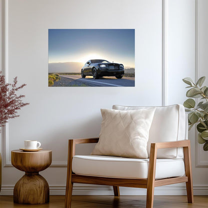 Rolls-Royce Wraith | Luxury Grand Tourer Poster | Black Coupe on Desert Road at Sunrise - Cars Poster