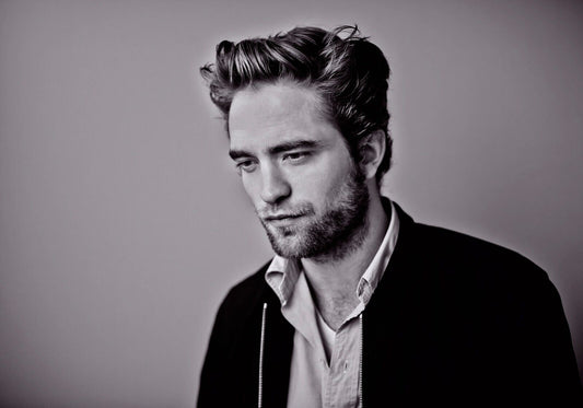 Robert Pattinson Looking Down | Moody Black and White Portrait | Actor Wall Art Poster - Celebrities Poster
