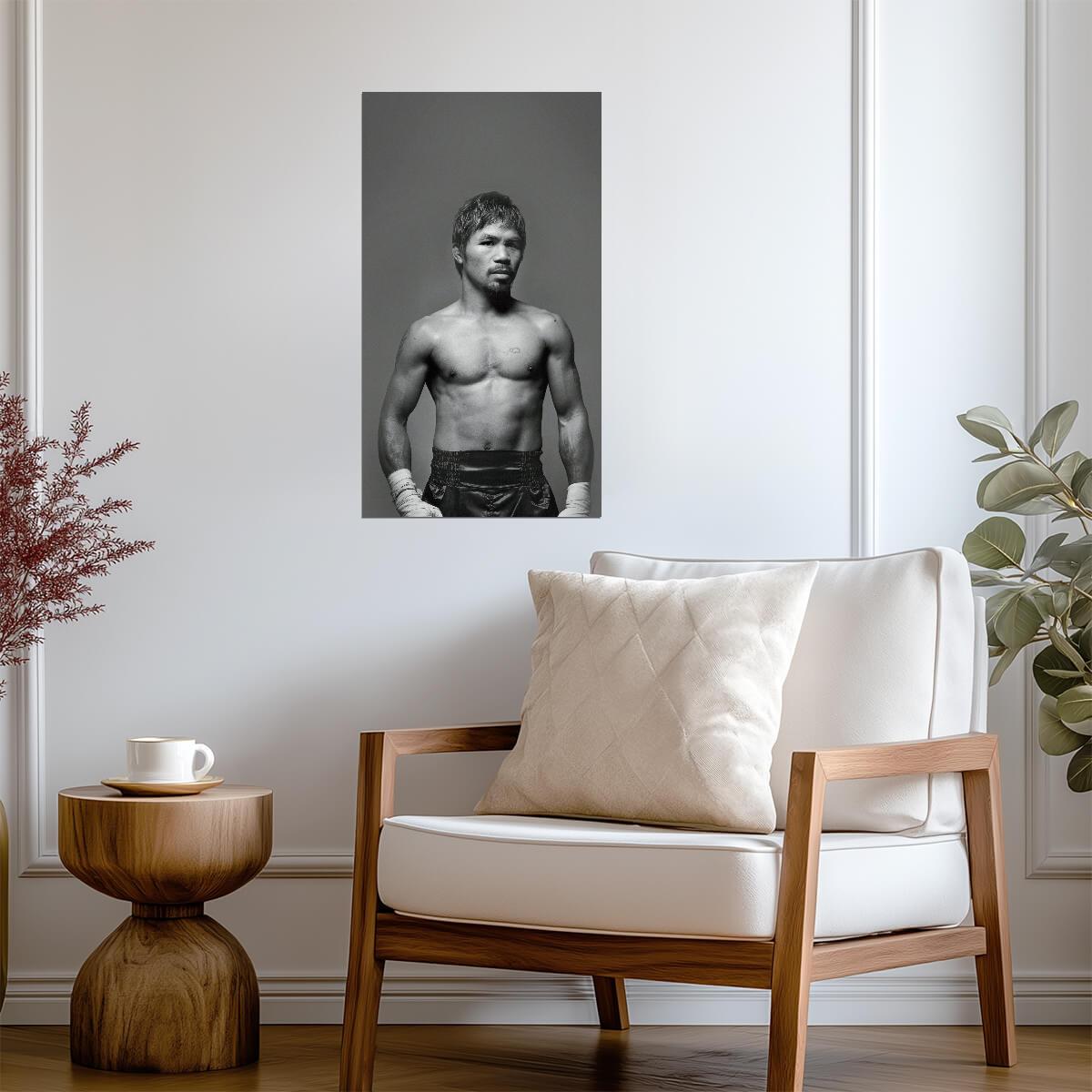 Manny Pacquiao Black and White | Boxing Portrait Poster | Combat Sports Legend - Sports Poster