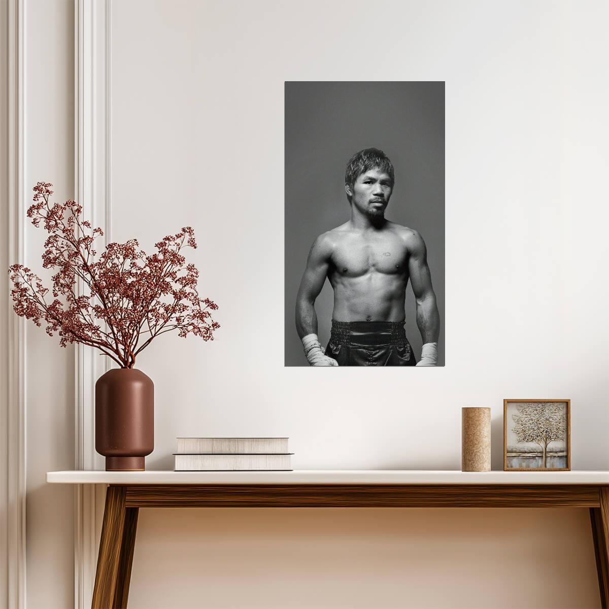 Manny Pacquiao Black and White | Boxing Portrait Poster | Combat Sports Legend - Sports Poster