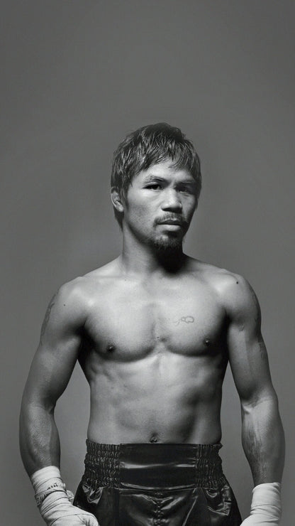 Manny Pacquiao Black and White | Boxing Portrait Poster | Combat Sports Legend - Sports Poster