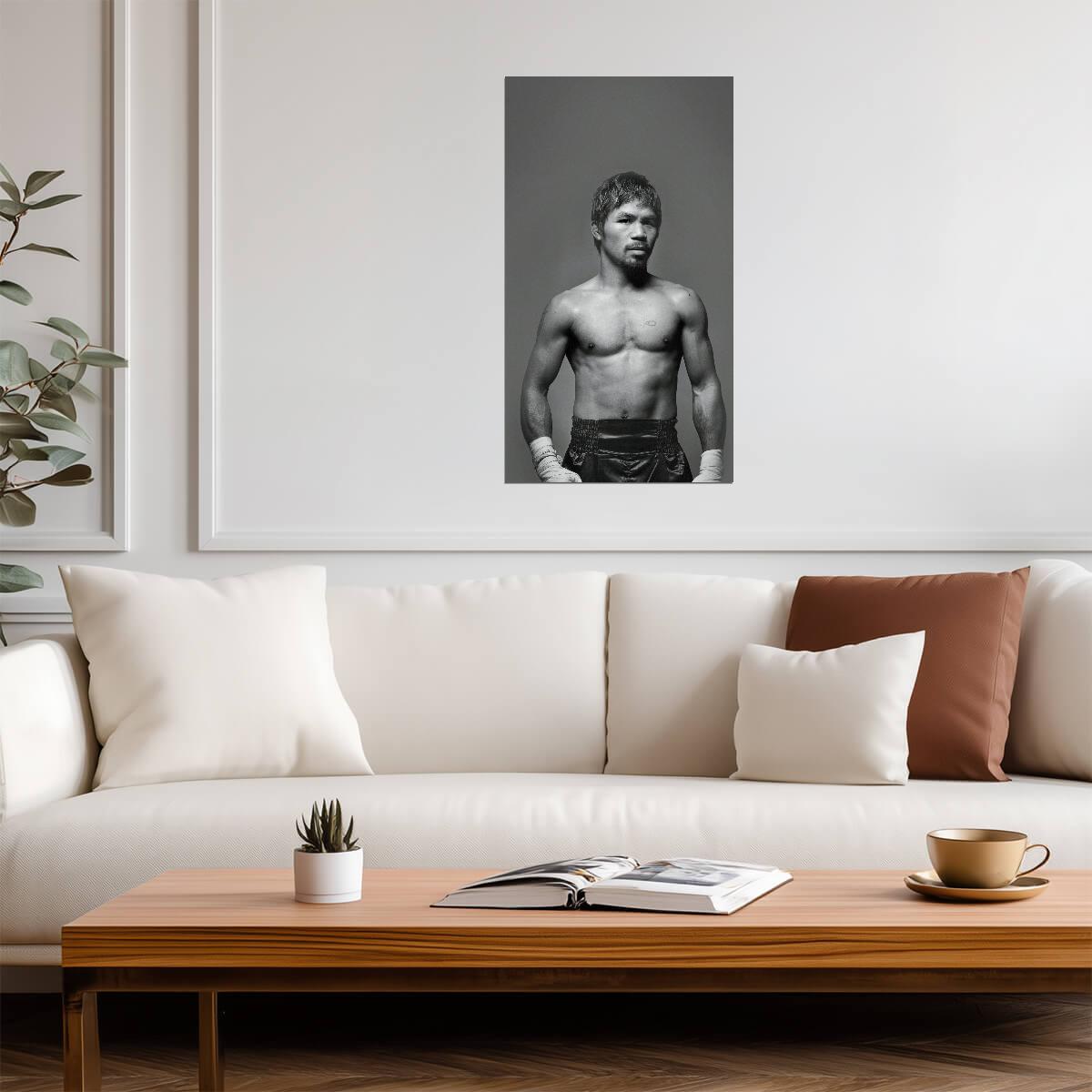 Manny Pacquiao Black and White | Boxing Portrait Poster | Combat Sports Legend - Sports Poster