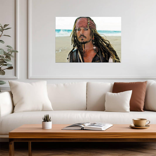 Pirates of the Caribbean Jack Sparrow Portrait | Johnny Depp Movie Poster | Pirate Adventure Film Art - Movies & TV Poster
