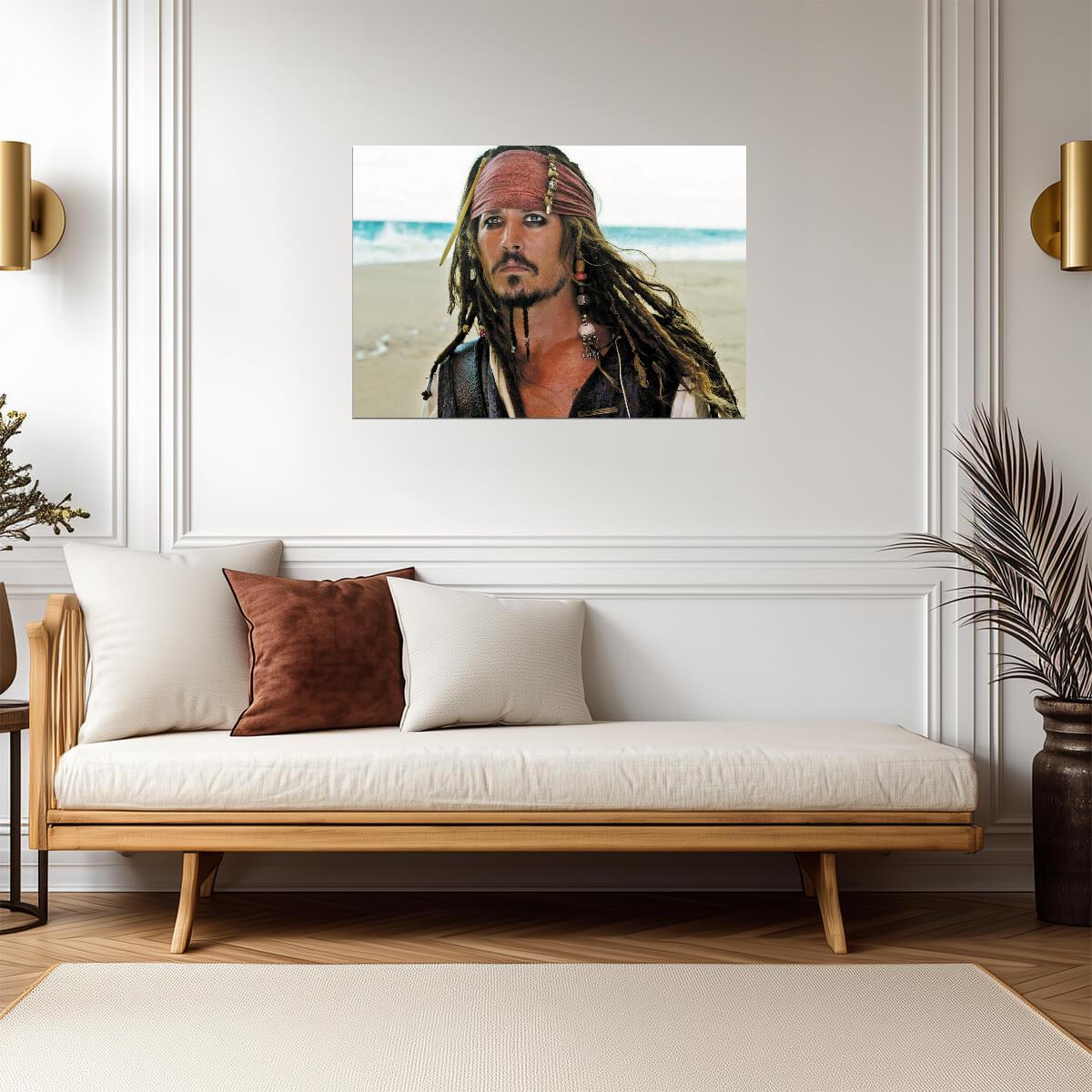 Pirates of the Caribbean Jack Sparrow Portrait | Johnny Depp Movie Poster | Pirate Adventure Film Art - Movies & TV Poster