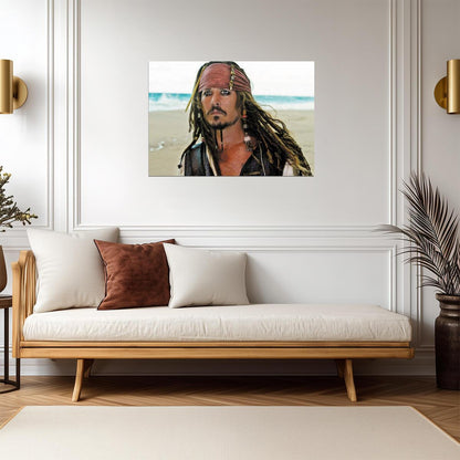 Pirates of the Caribbean Jack Sparrow Portrait | Johnny Depp Movie Poster | Pirate Adventure Film Art - Movies & TV Poster