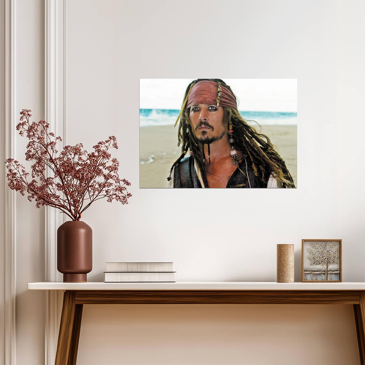 Pirates of the Caribbean Jack Sparrow Portrait | Johnny Depp Movie Poster | Pirate Adventure Film Art - Movies & TV Poster