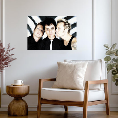 Green Day Black and White Band Photo | Punk Rock Music Poster | 2000s Rock Band Wall Art - Music Poster