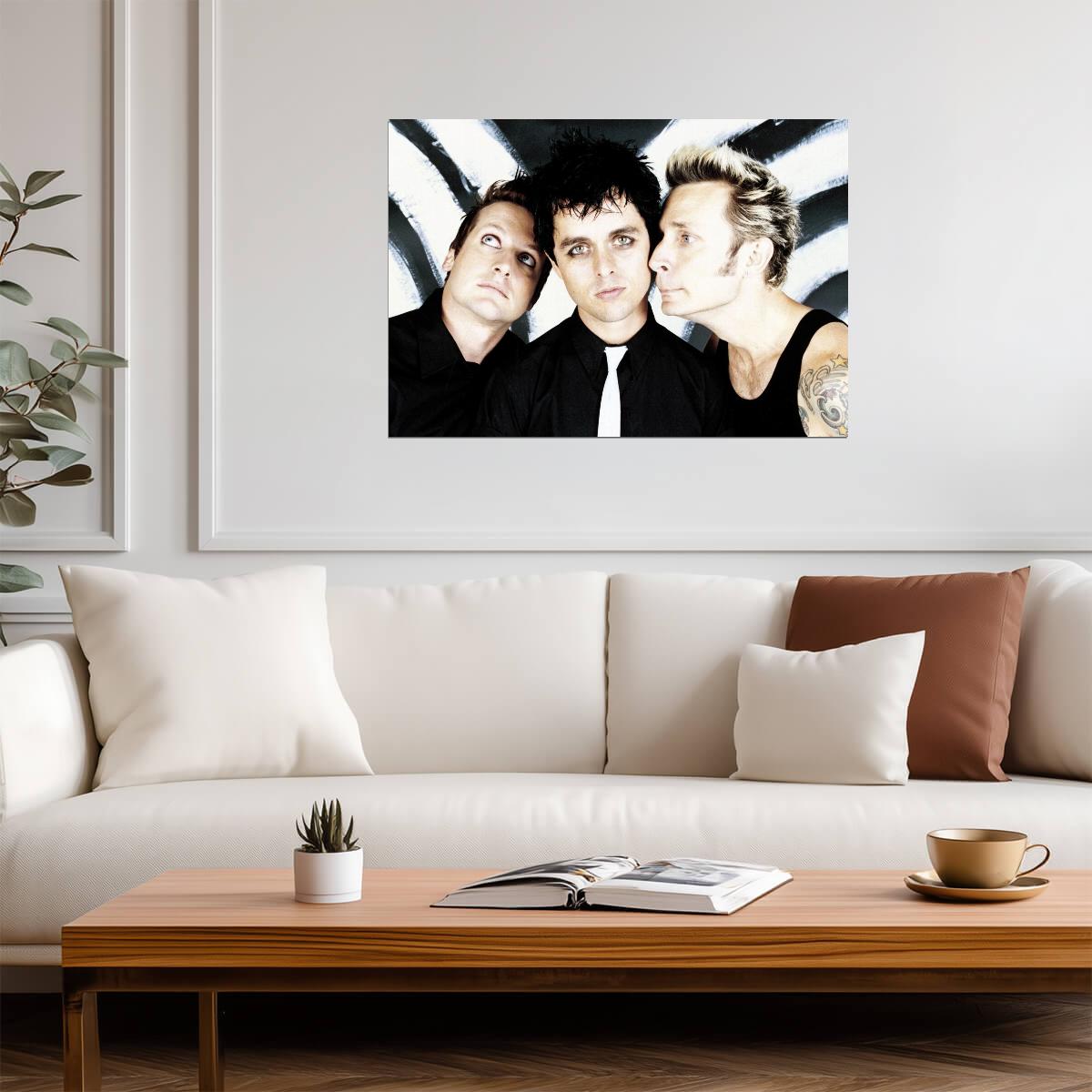 Green Day Black and White Band Photo | Punk Rock Music Poster | 2000s Rock Band Wall Art - Music Poster