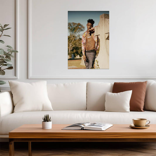 21 Savage Outdoor Portrait | Hip Hop Star Poster | US Rapper Wall Art - Music Poster