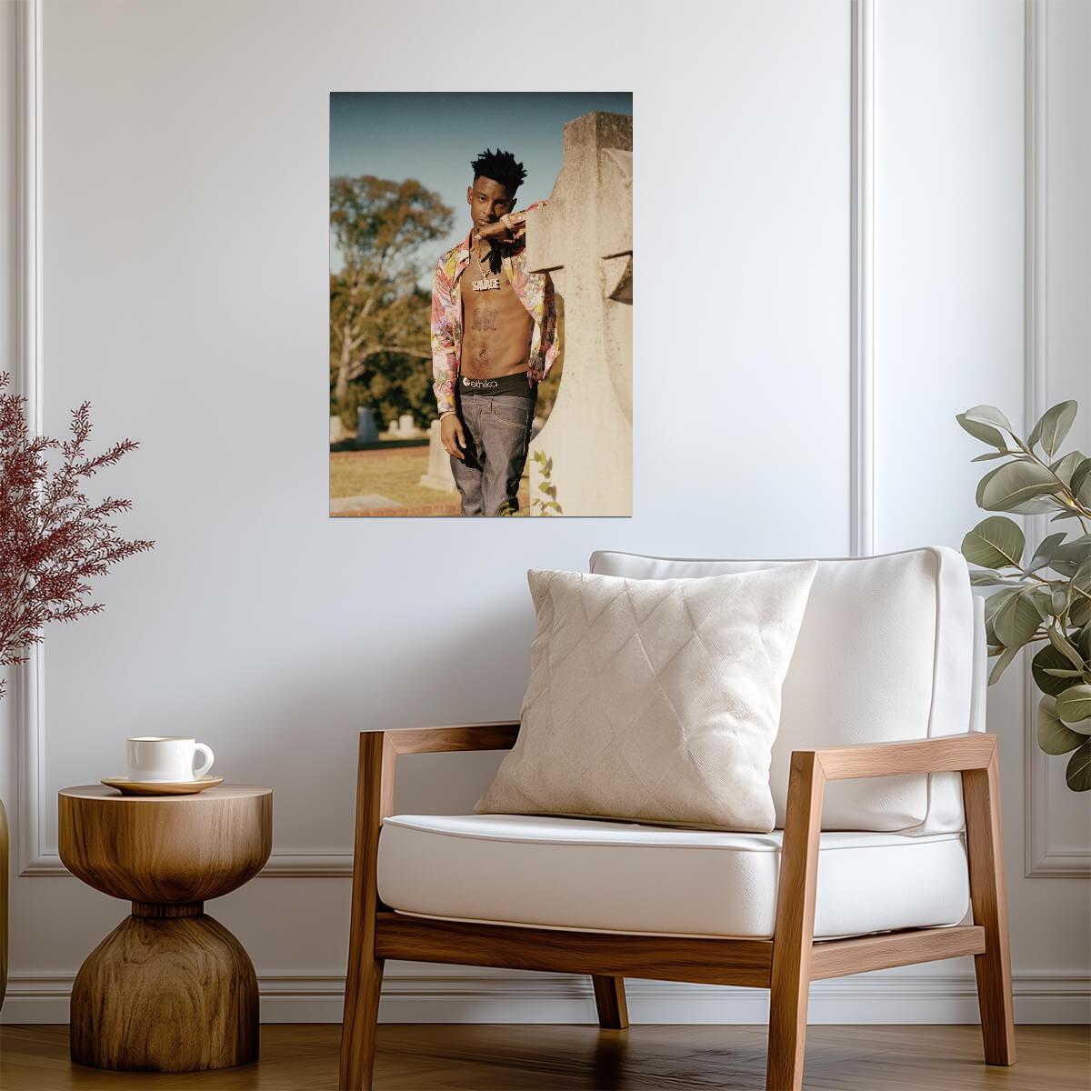 21 Savage Outdoor Portrait | Hip Hop Star Poster | US Rapper Wall Art - Music Poster