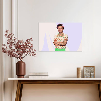 Harry Styles Strawberry Shirt Photoshoot | Modern Pop Music Poster | Celebrity Wall Art - Music Poster