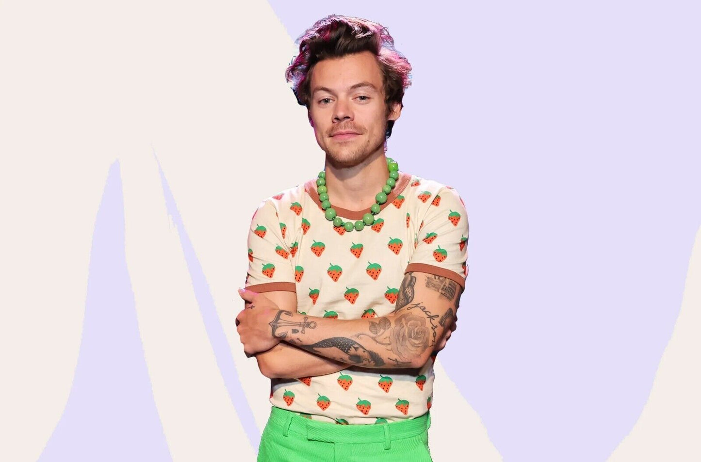 Harry Styles Strawberry Shirt Photoshoot | Modern Pop Music Poster | Celebrity Wall Art - Music Poster