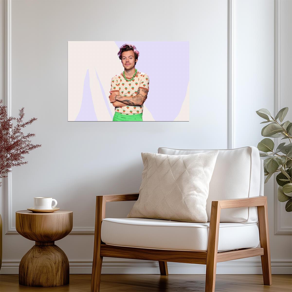 Harry Styles Strawberry Shirt Photoshoot | Modern Pop Music Poster | Celebrity Wall Art - Music Poster