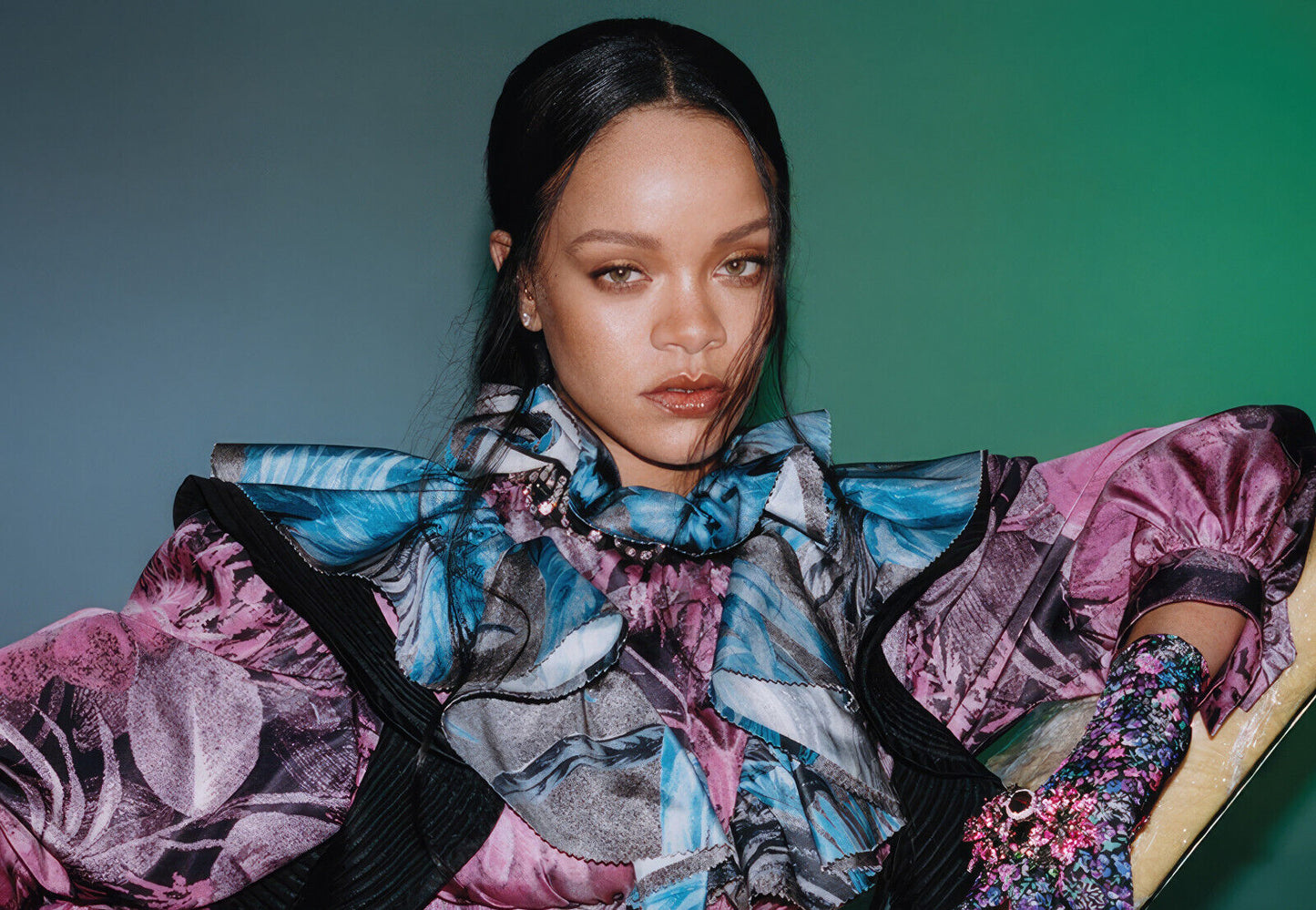 Rihanna Fashion Photoshoot | Colorful Ruffled Gown Poster | Music Star Art Print - Music Poster