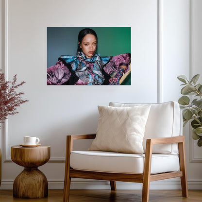 Rihanna Fashion Photoshoot | Colorful Ruffled Gown Poster | Music Star Art Print - Music Poster