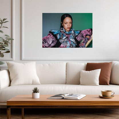 Rihanna Fashion Photoshoot | Colorful Ruffled Gown Poster | Music Star Art Print - Music Poster