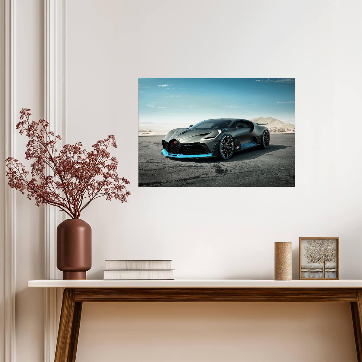 Bugatti Divo | Limited Edition Hypercar Poster | Matte Grey Supercar Art - Cars Poster
