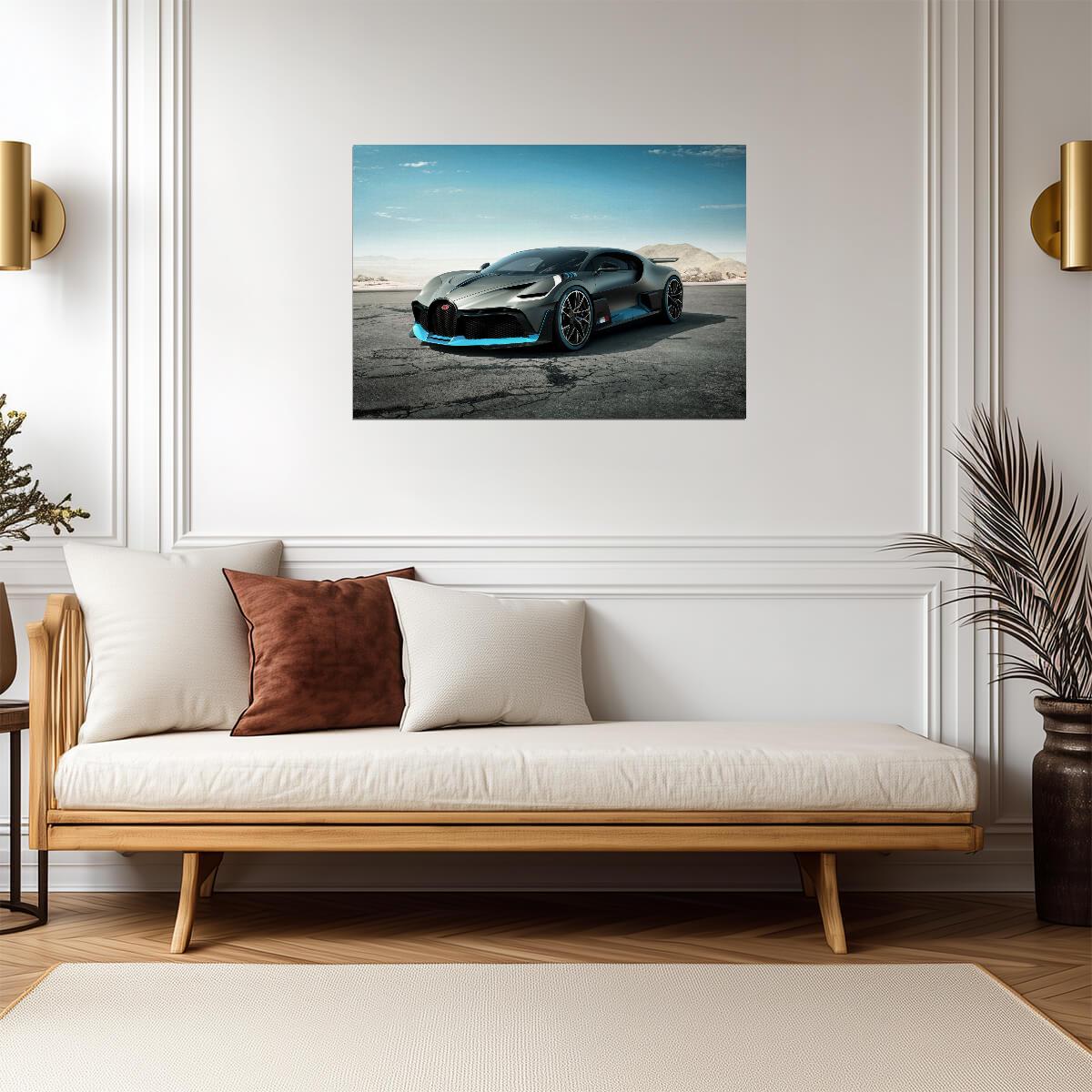 Bugatti Divo | Limited Edition Hypercar Poster | Matte Grey Supercar Art - Cars Poster