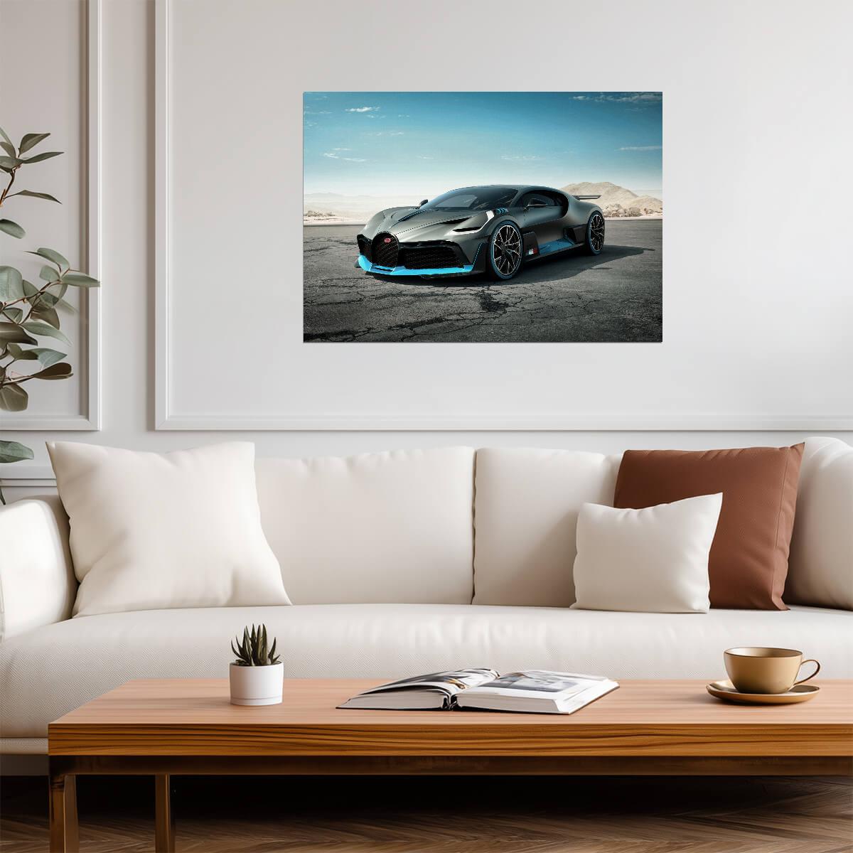 Bugatti Divo | Limited Edition Hypercar Poster | Matte Grey Supercar Art - Cars Poster
