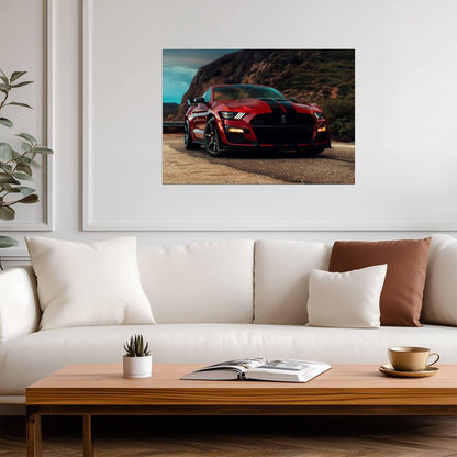 Ford Mustang Shelby GT500 | Red Supercharged Muscle Car | High Performance American Supercar Poster - Cars Poster