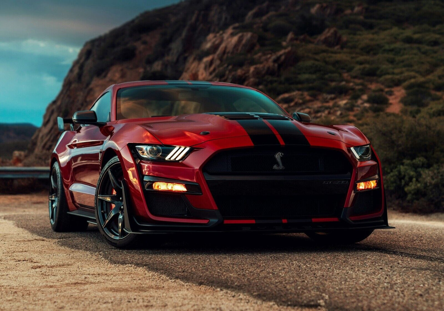 Ford Mustang Shelby GT500 | Red Supercharged Muscle Car | High Performance American Supercar Poster - Cars Poster