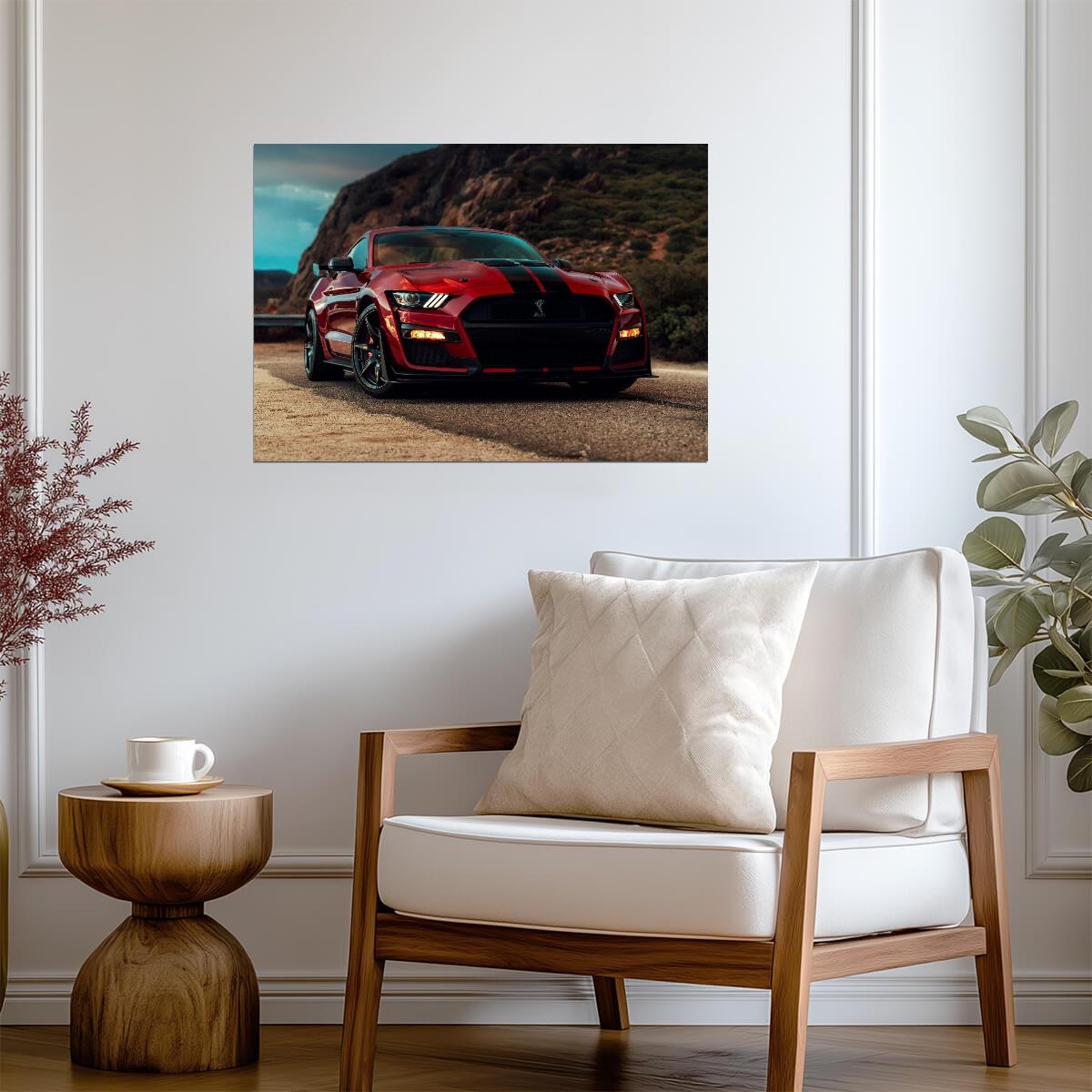 Ford Mustang Shelby GT500 | Red Supercharged Muscle Car | High Performance American Supercar Poster - Cars Poster
