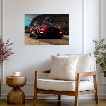 Ford Mustang Shelby GT500 | Red Supercharged Muscle Car | High Performance American Supercar Poster - Cars Poster