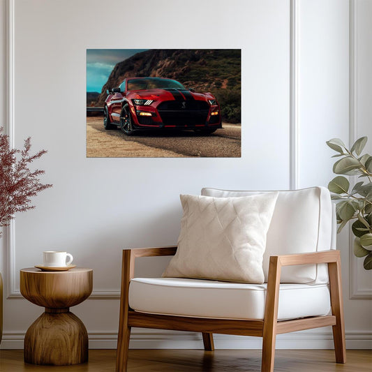 Ford Mustang Shelby GT500 | Red Supercharged Muscle Car | High Performance American Supercar Poster - Cars Poster