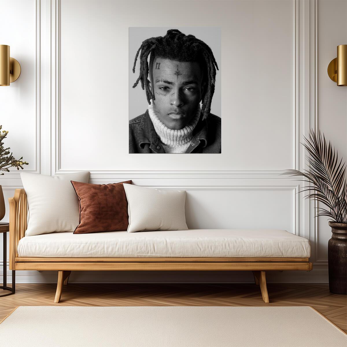 Xxxtentacion B&W Close Up Portrait | Turtleneck Photoshoot | Hip Hop Poster - Music Poster