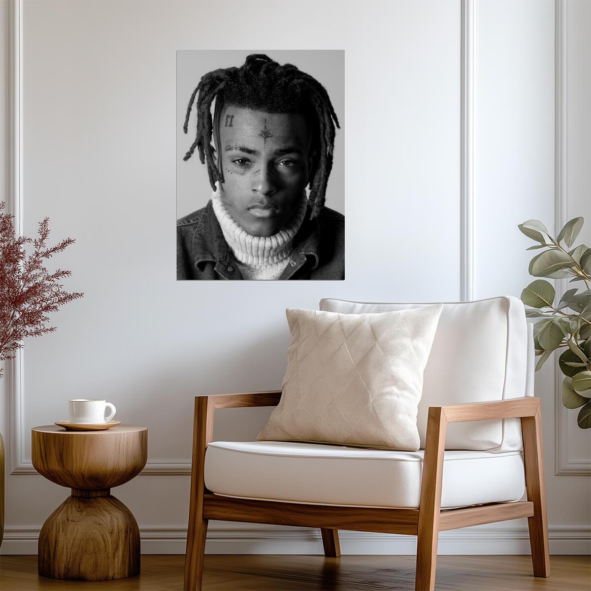 Xxxtentacion B&W Close Up Portrait | Turtleneck Photoshoot | Hip Hop Poster - Music Poster