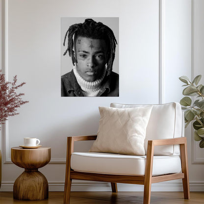 Xxxtentacion B&W Close Up Portrait | Turtleneck Photoshoot | Hip Hop Poster - Music Poster