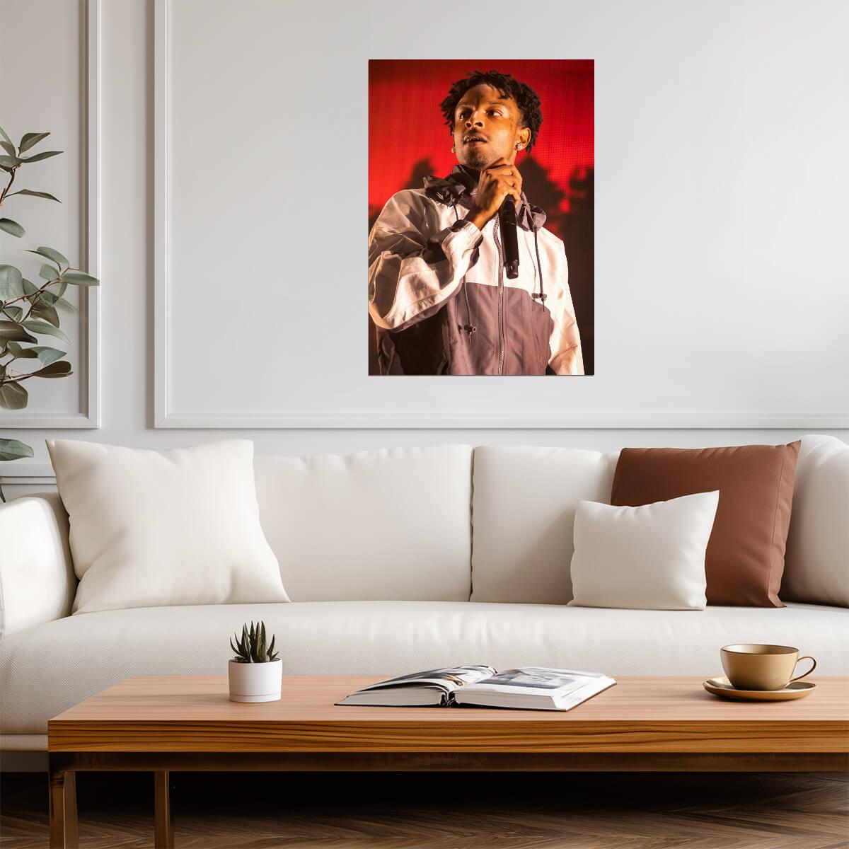 21 Savage Live on Stage | Concert Performance Poster | Hip Hop Star Wall Art - Music Poster